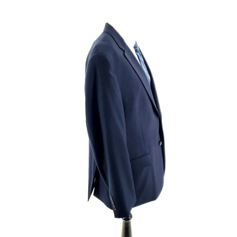 Pronto Uomo Platinum Wool 2 Button 2 Piece Suit 42S Blue 39/30 Flat Front Mid Ri